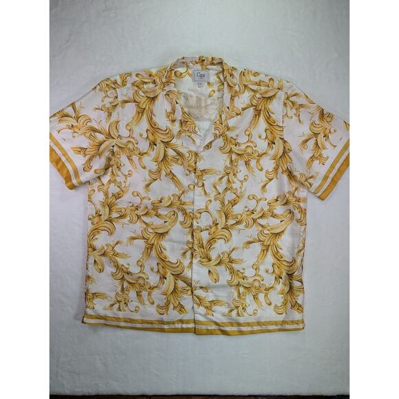 Gold Baroque Style Print Short Sleeve Sport Shirt Size 3XL by Cigar Couture - Picture 1 of 12